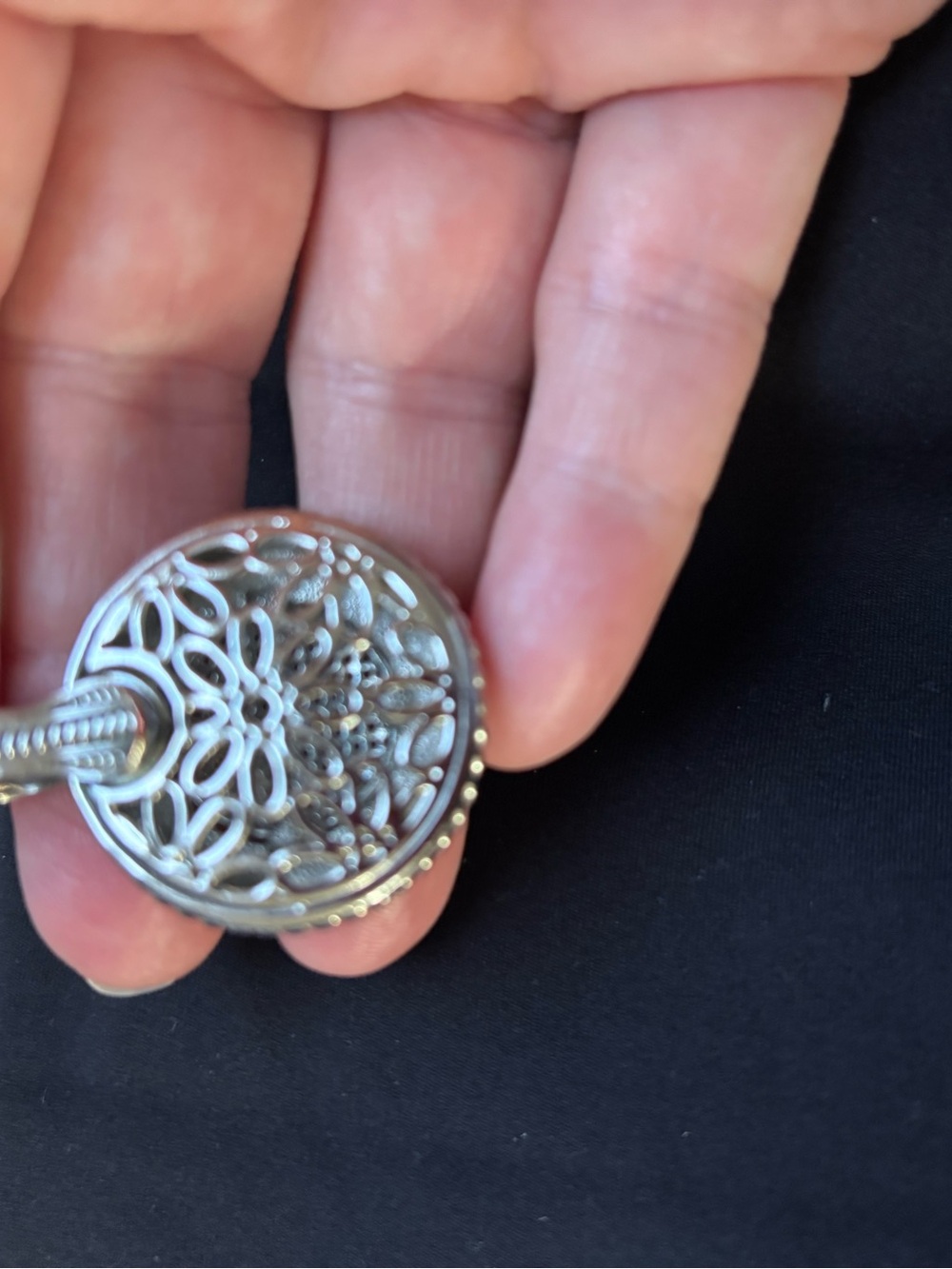 Silver and Gold-Tone Circle Pendant - Picture 2 of 2